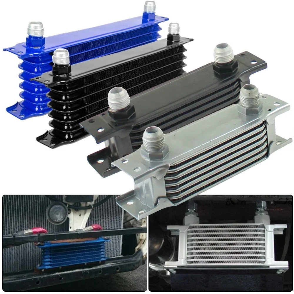 1pc Oil Cooler Universal 7 Row AN10 Engine Transmission Trust Oil Cooler 10AN Japanese European Blue Black