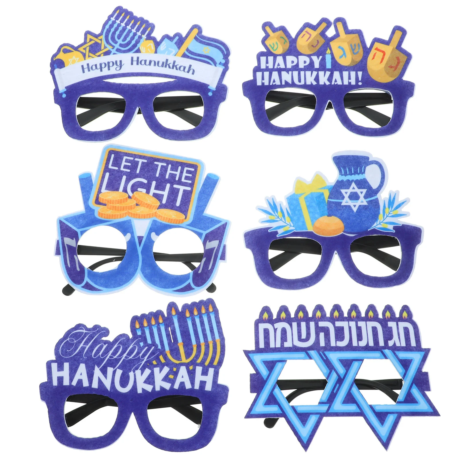 6 Pcs Funny Hanukkah Glasses Holder Makeup Costume Props Photo Party Supplies