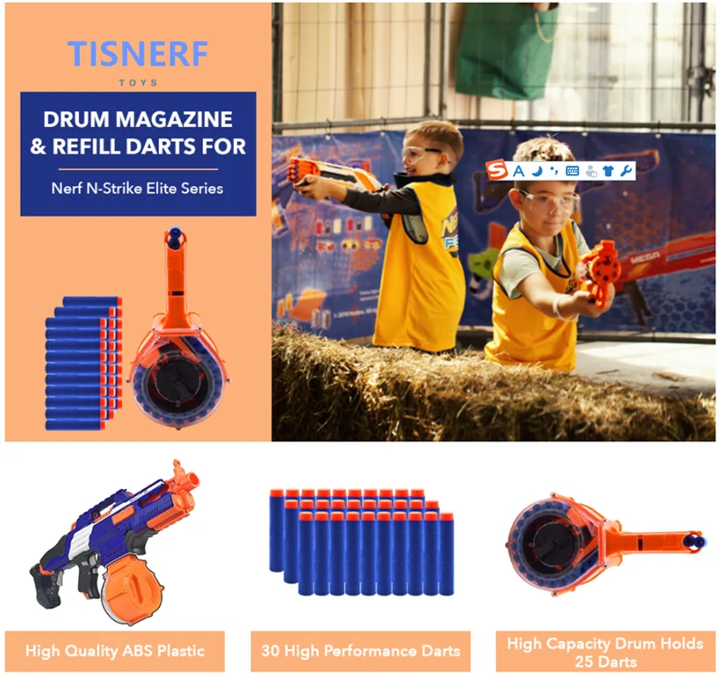 

Магазин-барабан W B25 на 30 дротиков для игрушечного пистолета Nerf N-Strike Elite Series, аксессуары для перезарядки мягкими пулями