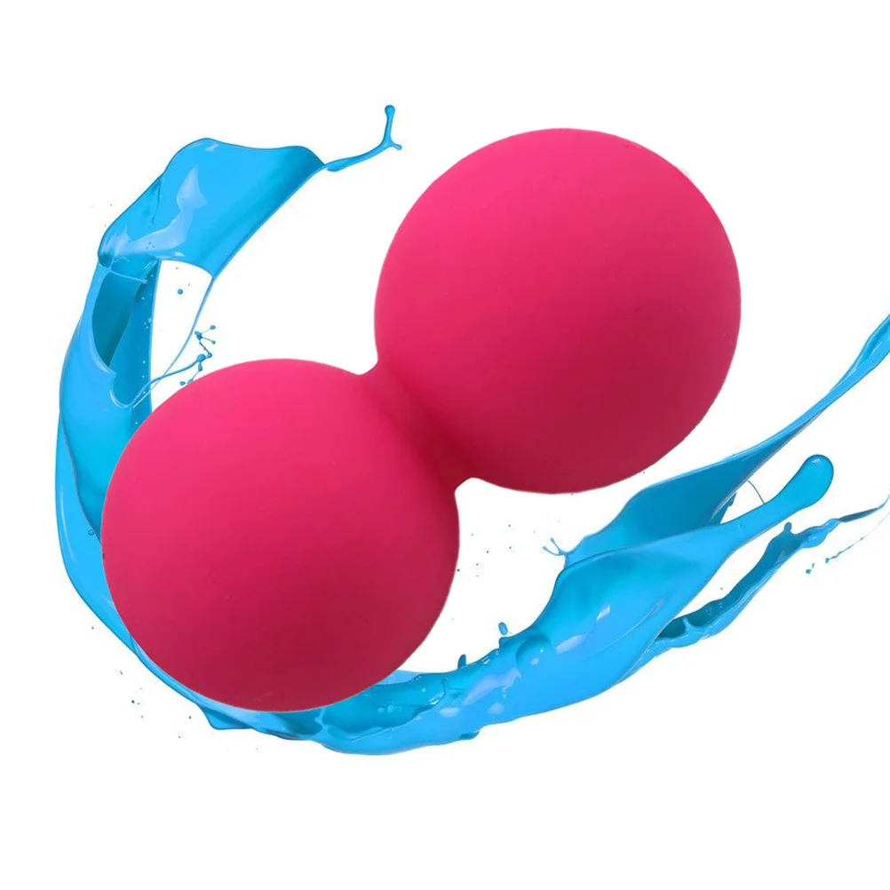 

Extra Firm Peanut Ball Silicone Spine Massager for Muscle Rolling Yoga Pilates Rehab Self Massage Tension Relief Rose Red