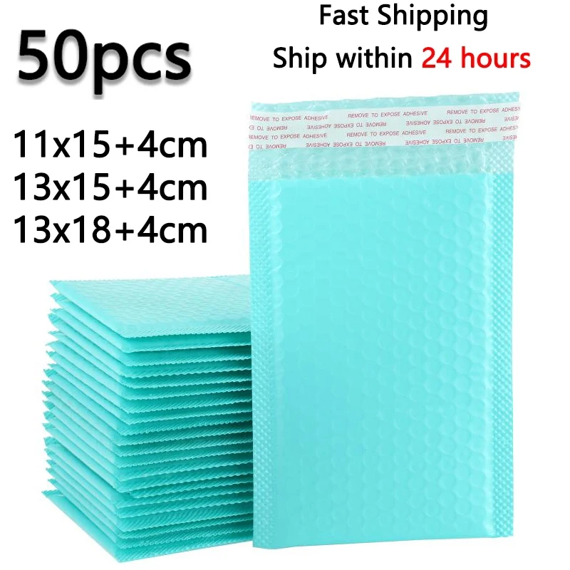 

50pcs Green Bubble Mailer Bubble Padded Mailing Envelopes Mailer Poly for Packaging Self Seal Shipping Bag Bubble Padding