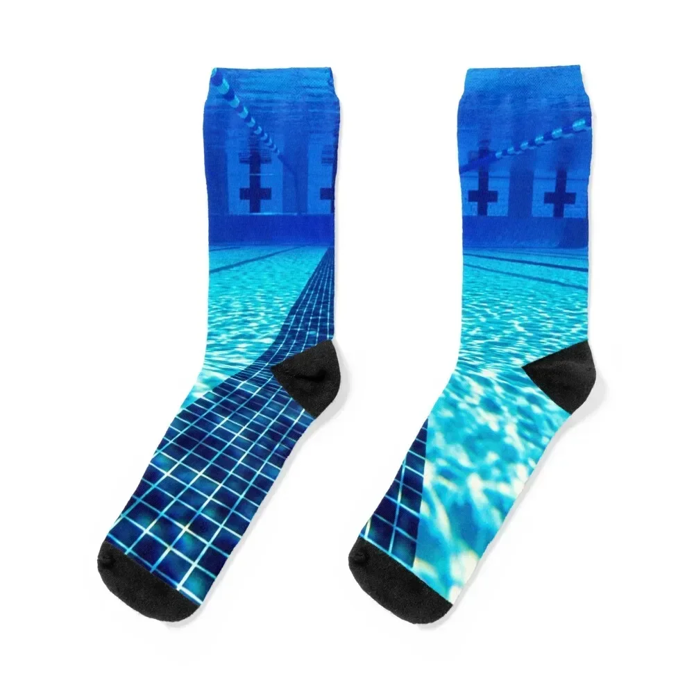 Beautiful underwater pool view - Swimming pool photography Socks Non-slip Christmas Socks Ladies Men's