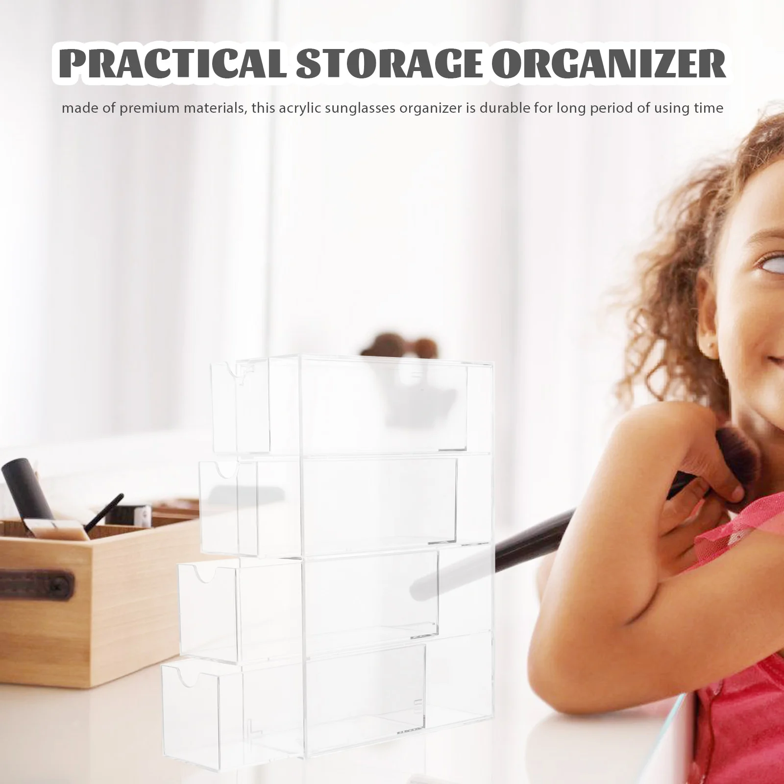 

Sunglasses Organizer Acrylic Eyeglass Case 4 Drawers Clear Stylish Eyewear Display Storage Holder for Glasses Jewelry