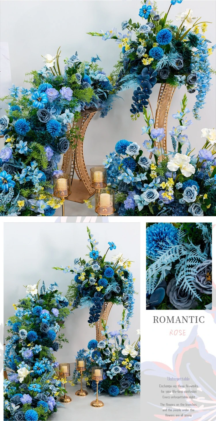 Hellblaue Künstliche Blumenreihe Wasserfall-Tischblume Großhandel Hochzeits-Party-Tischdekoration Künstliche Seidenblumen Event-Dekoration – Detail 7