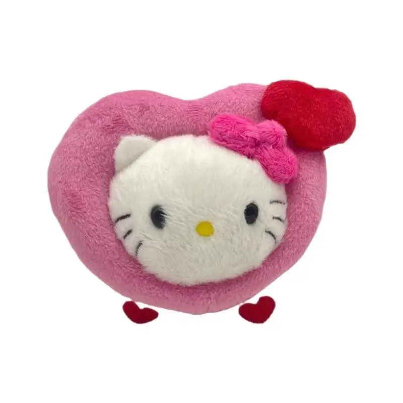 Kawaii Hello Kitty peluche portachiavi Sanrio Cartoon Anime cuore peluche ciondolo farcito giocattoli decorazione cerniera ragazza regali di festa