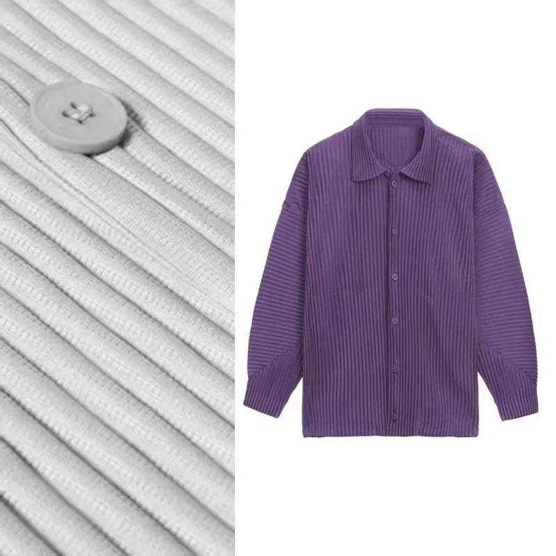 

Miyake плиссированная рубашка плиссе, мужская рубашка с длинными рукавами 2024, верхняя куртка Muscle Sense, весенне-осенние модели, повседневная модная одежда