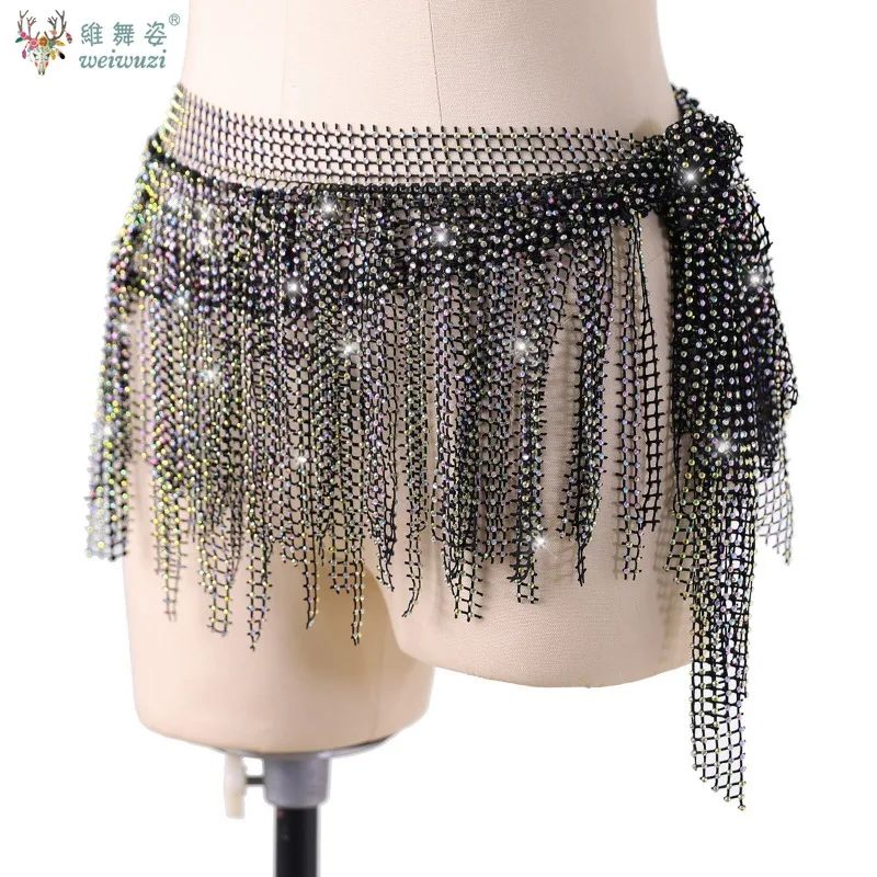 

Belly Dancing Performance Belt for Women Senior Full Diamond strip Tassel Hip Scarf Oriental Dance Competition Accessories