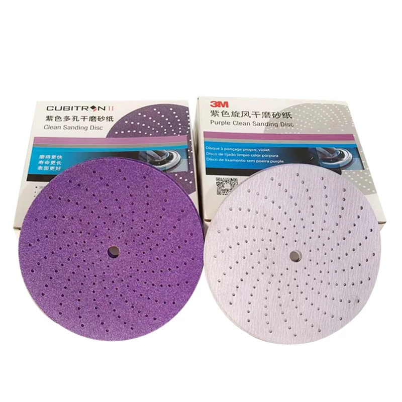 

6-inch 150mm 3M Purple Cyclone Sandpaper Multi-hole Dry Grinding Circular Flocking Car Grinding Discs