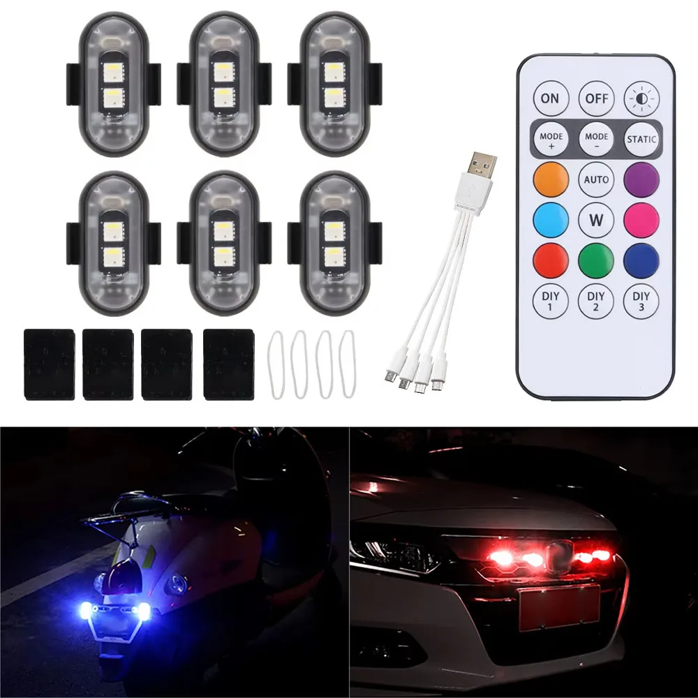 8 Colors Wireless Remote Control LED Strobe Warning Light Waterproof Anti-Collision Flash Lamp For Motorcycle Car Bike