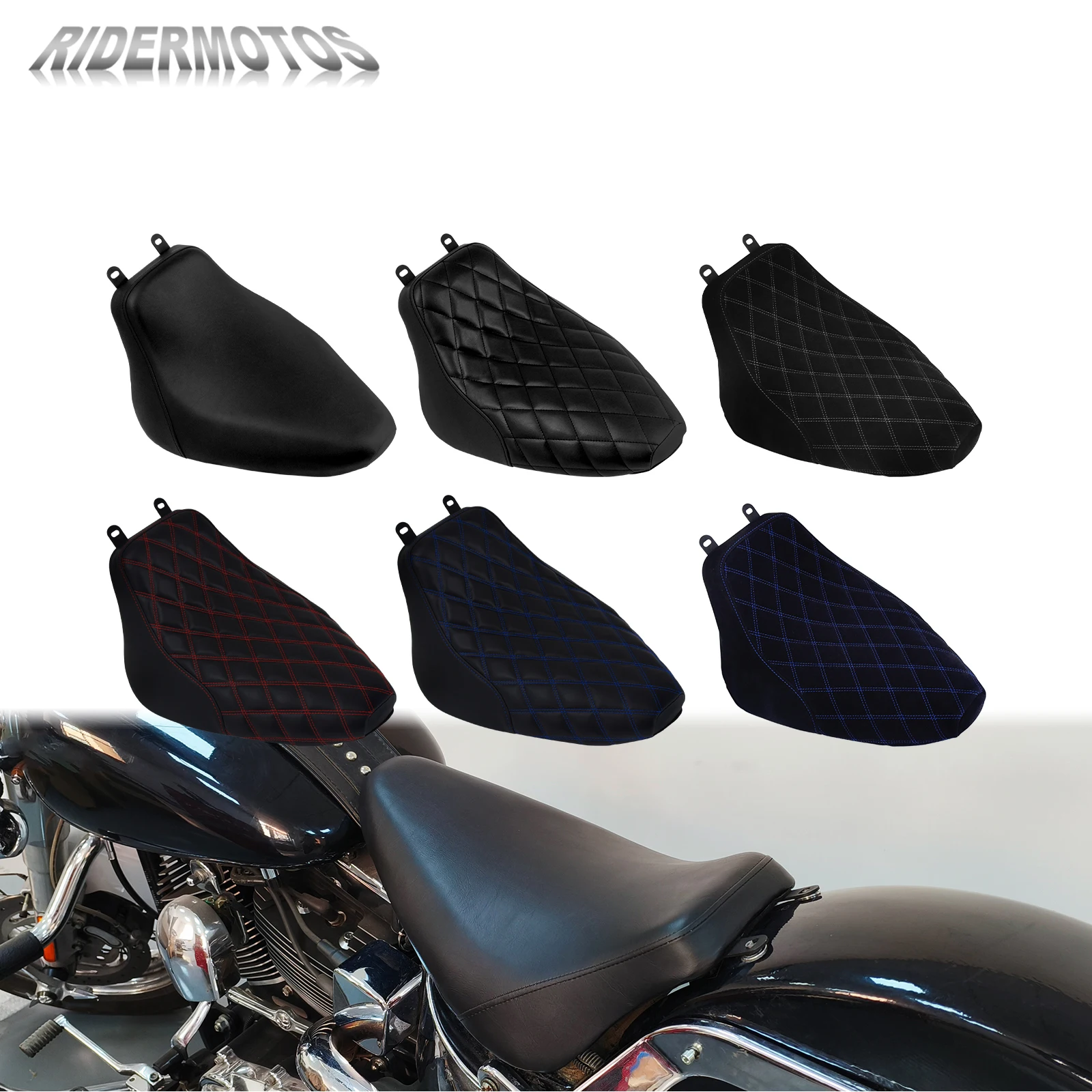 Motorcycle Solo Seat Front Driver Diamond Cushion Low Profile Seat For Harley Softail Deluxe FLSTN Heritage Classic FLSTC 06-17