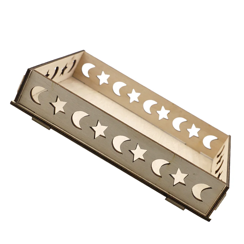 

Premium Wooden Serving Tray Hollow-Out Design Food Storage Plate For Fruits Nuts Snacks Eid Party Decoration Home Storage Holder