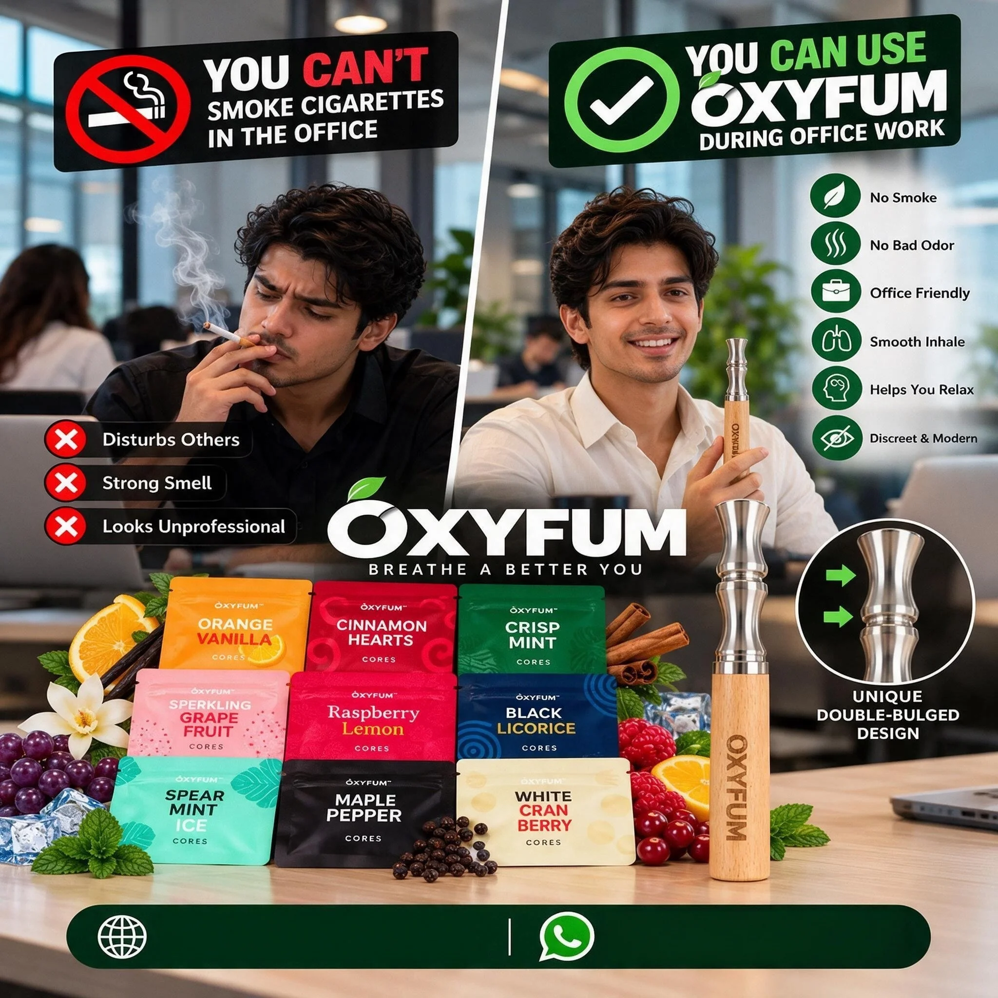 OXYFUM Quit Smoking Stop Smoking Inhaler Mouthpiece Aromatherapy Aromaterapi Artifact Device+3 Packs of Random Flavors image 3