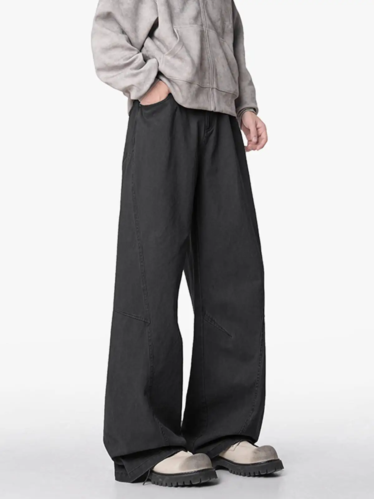 Vintage Cargo Pants For Men Autumn Winter Casual Pants Streetwear Cleanfit Loose Versatile Straight Leg Paneled Casual Trousers