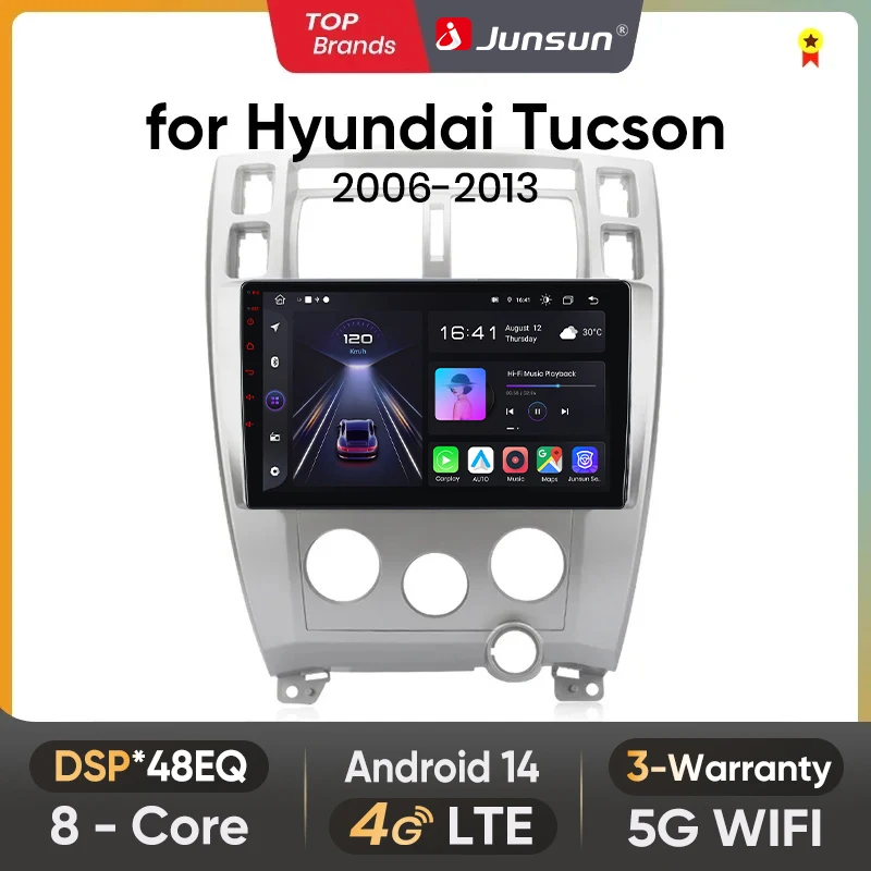 Junsun Android sans fil CarPlay Auto autoradio pour Hyundai Tucson 2006-2013 systèmes intelligents de voiture lecteur multimédia de voiture DSP SWC RDS GPS FM BT