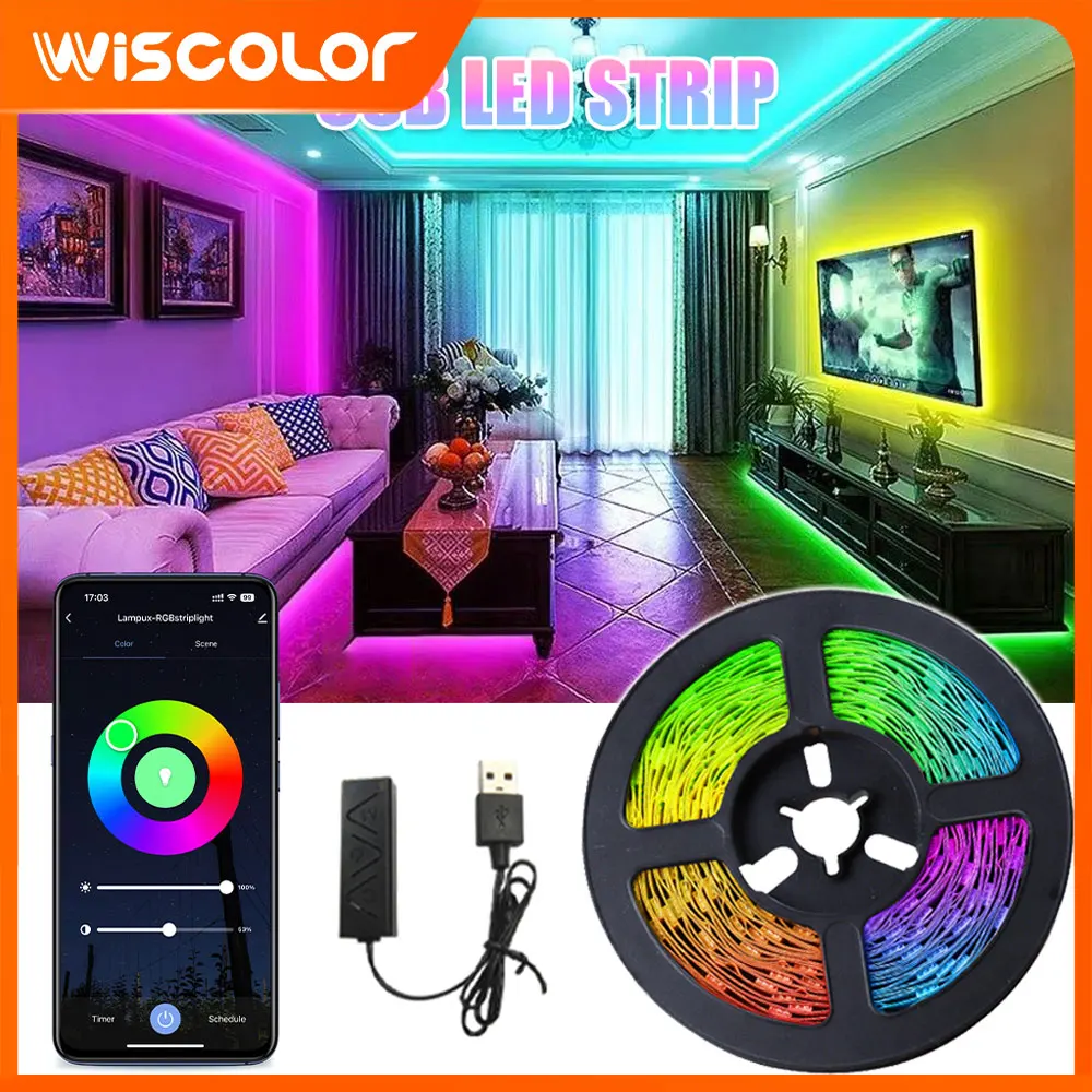 Led Lights For Bedroom RGB Music Sync Color Changing Led Strip Lights Smart Remote App Control Room Decor Luces LED Para Cuarto