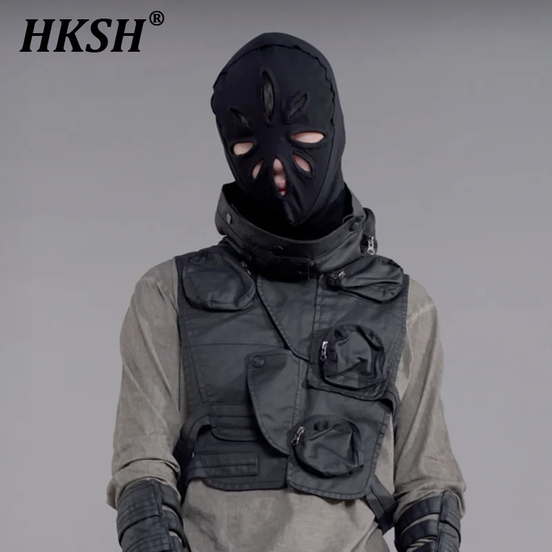 

HKSH Waste Land Dark Punk Niche Design Hollow Out Cotton Vibe Style Zipper Function Mask Garde-avant Men's Chic Women New HK0172