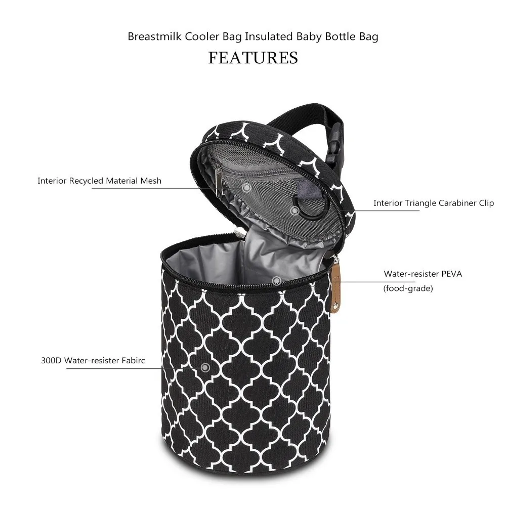 Thermal Insulation Stroller Hanging Bag Waterproof Hanging Design Insulated Breastmilk Cooler Bag Travel Carrier Large Capacity