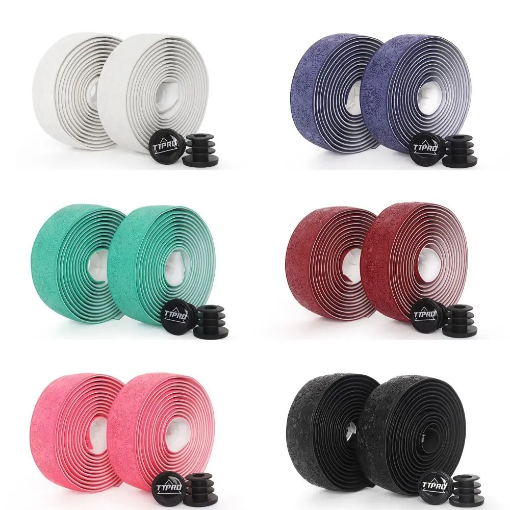 Anti-Slip Bike Handlebar Tape Snow Print EVA PU Anti-Vibration Wrap Tape Road Bike Accessories with 2 Bar Plug