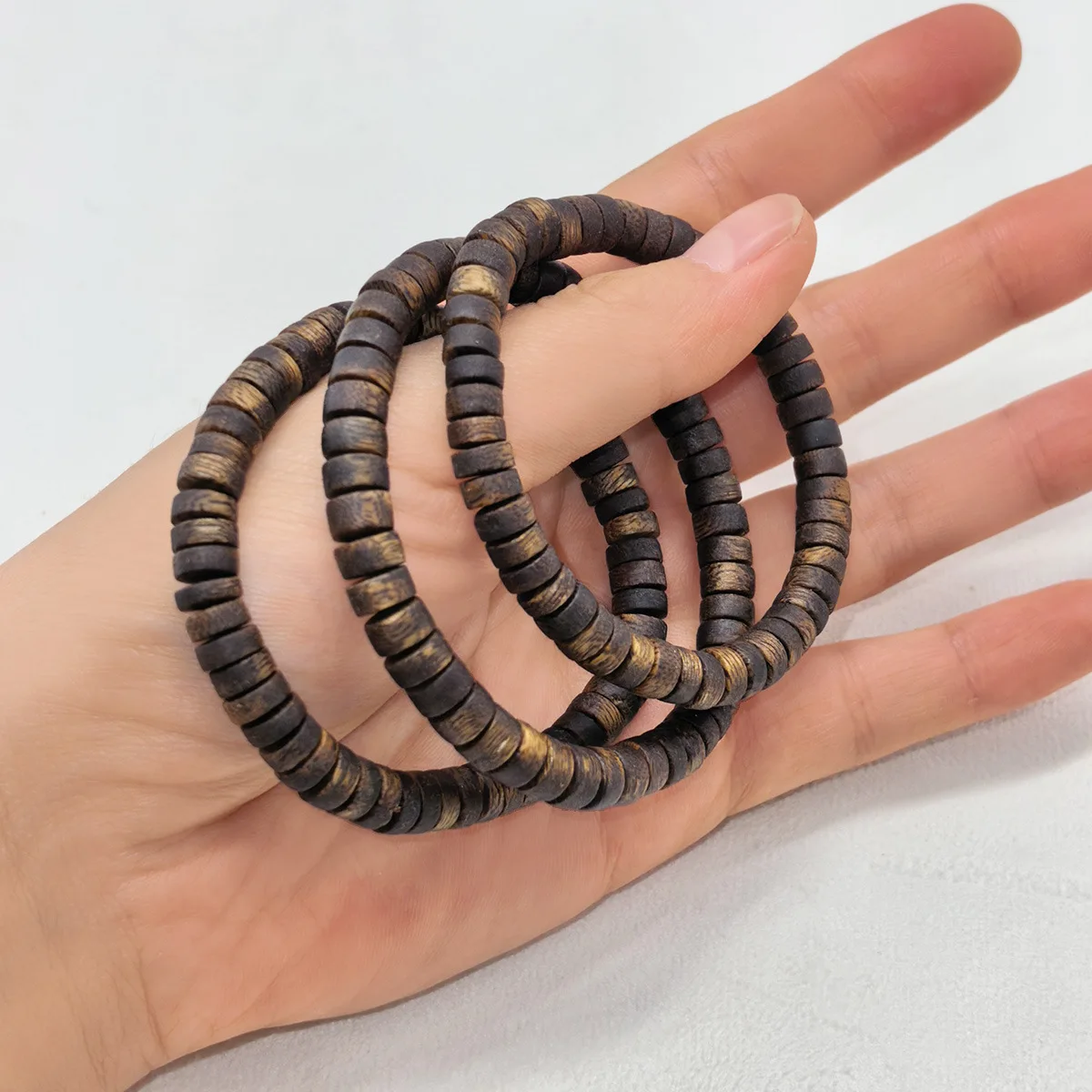 With Shape Piece Beads Thick Piece Beads Green Bracelet Thin Piece Beads Single Ring Plain String Barrel Beads Crafts