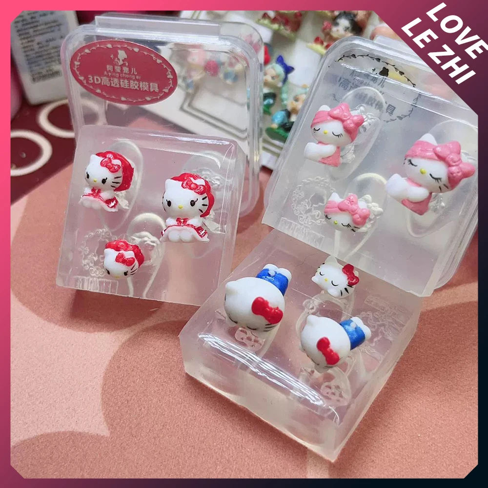 Sanrioed Hello Kittys Anime Nail Art Hars Siliconen Mal Diy Cute My Melodie Creatieve Boog Maken Tools Siliconen Gesneden Mal Kit