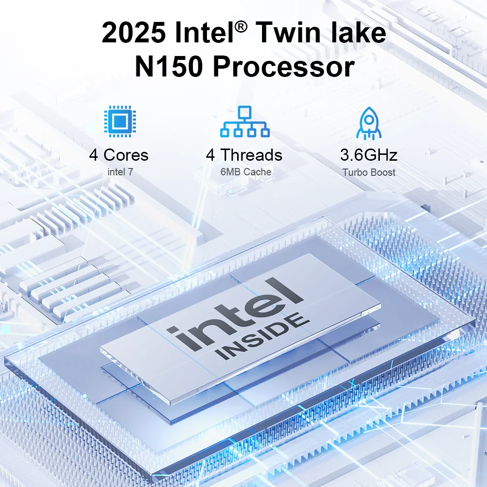 كمبيوتر Ninkear MBOX 11 Mini Intel N150 حتى 3.6 جيجا هرتز 16 جيجا بايت DDR4 512 جيجا بايت SSD يدعم 2 شاشة 2.4 جيجا + 5 جيجا واي فاي HDMI 3.0*2 كمبيوتر ويندوز 11