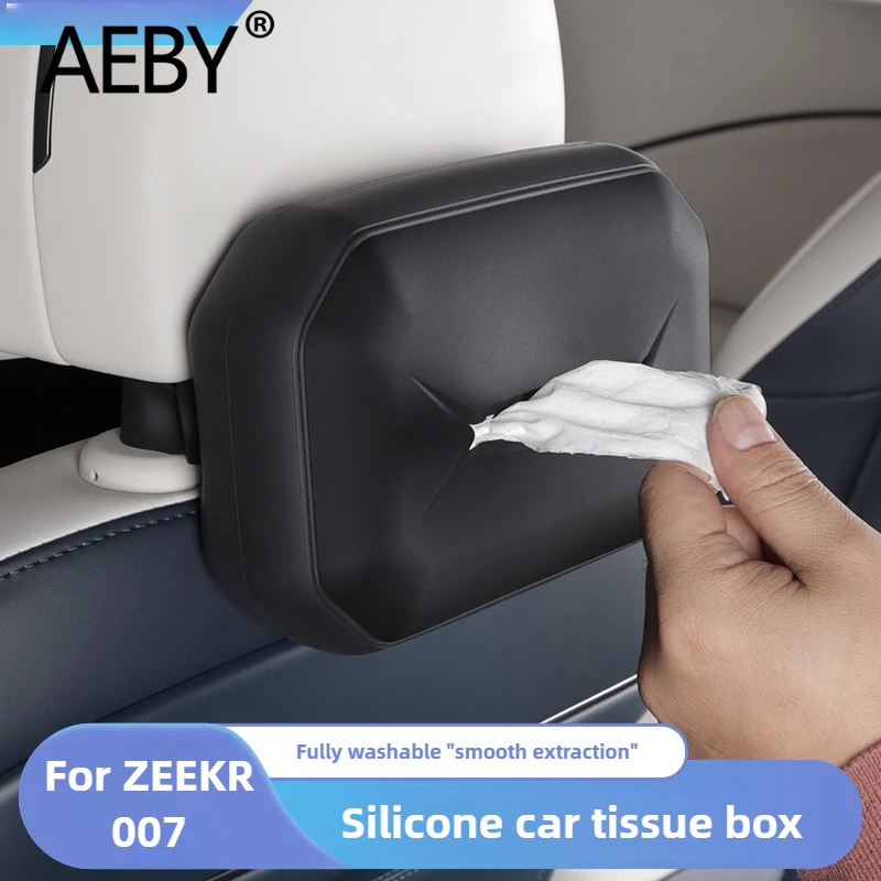 AEBY لـ ZEEKR 007 2024 2025 حامل علبة مناديل السيارة، منظم تخزين متعدد الوظائف، ملحقات داخلية للسيارات مقاومة للماء