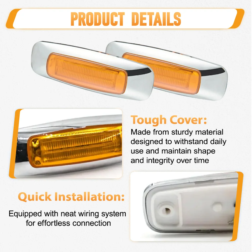 2pcs Universal 8 LED Side Marker Light Warning Light Trailer led Lamp Emergency Light Signal Lamps For Bus SUV Truck Trailer