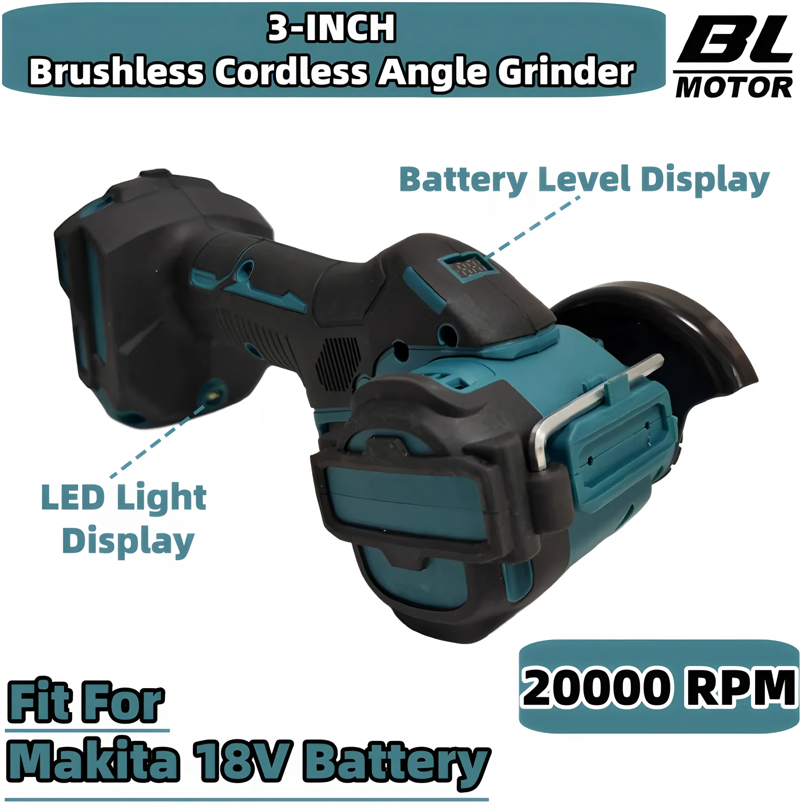 

Brushless 3 Inch Angle Grinder Cutting Machine 20000RPM Cordless Electric CUT OFF Cutting Power Tools Fit Makita 18V Battery