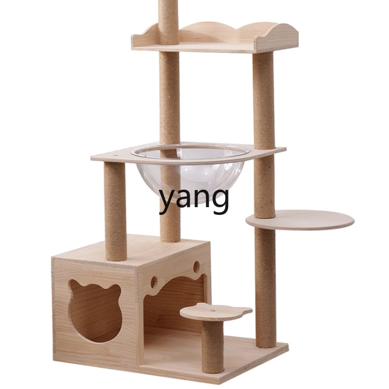 Yjq solid wood cat climbing frame cat nest cat tree integrated large four-season universal villa pet supplies