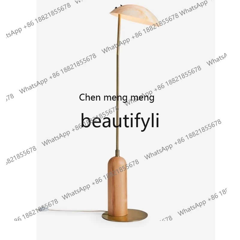 

Retro style creative floor lamp solid wood marble floor lamp living room bedroom sofa edge vertical lamp H
