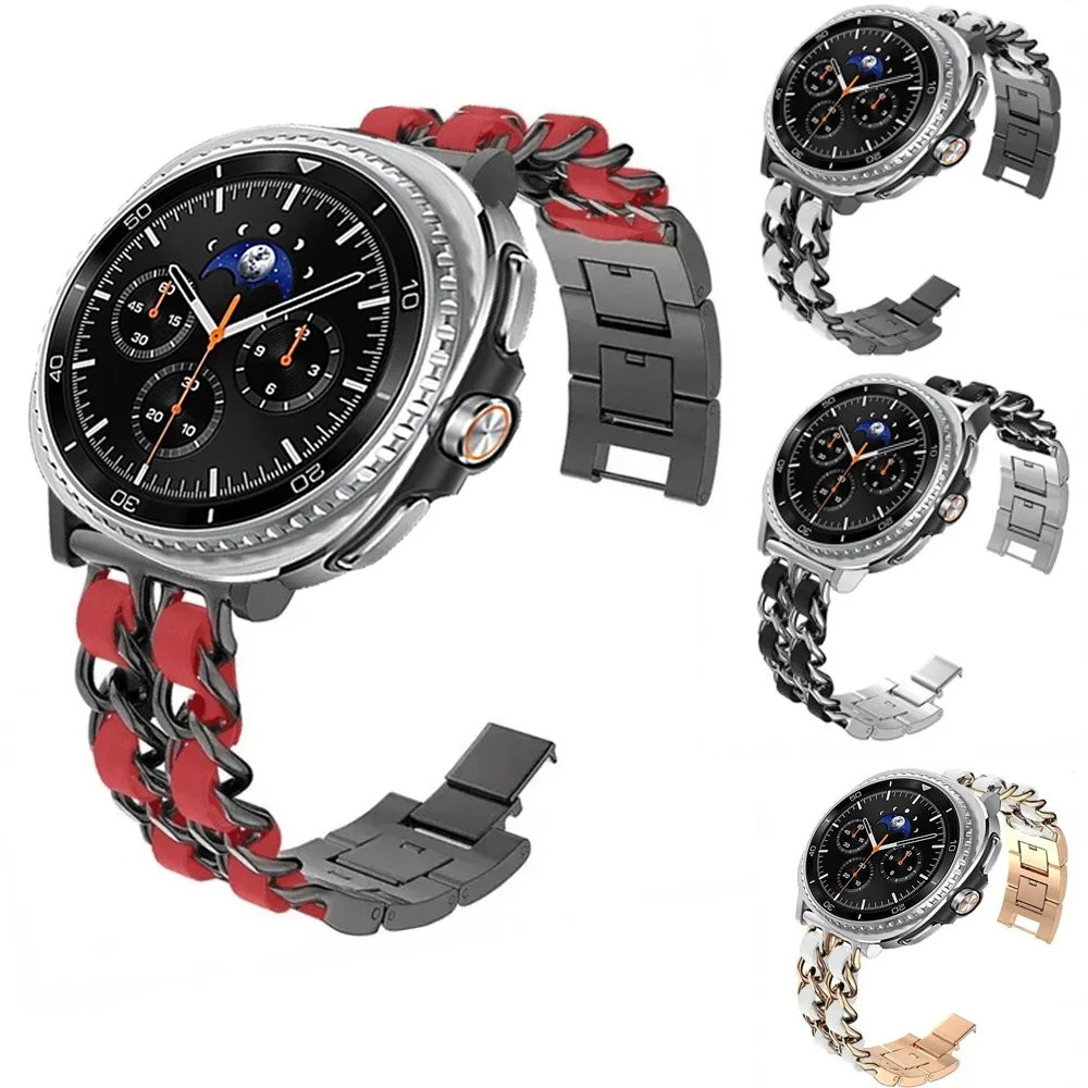 Pulseira de metal de aço inoxidável para samsung galaxy watch 8 40mm 44mm clássico 46mm pulseira para samsung galaxy watch ultra 2025 cinto