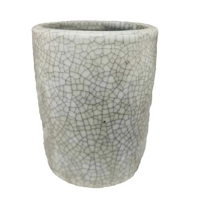 Chinese Old Porcelain Cracked Glaze Pen Holder Vase Collectible Antique Style Office Desk Decorations