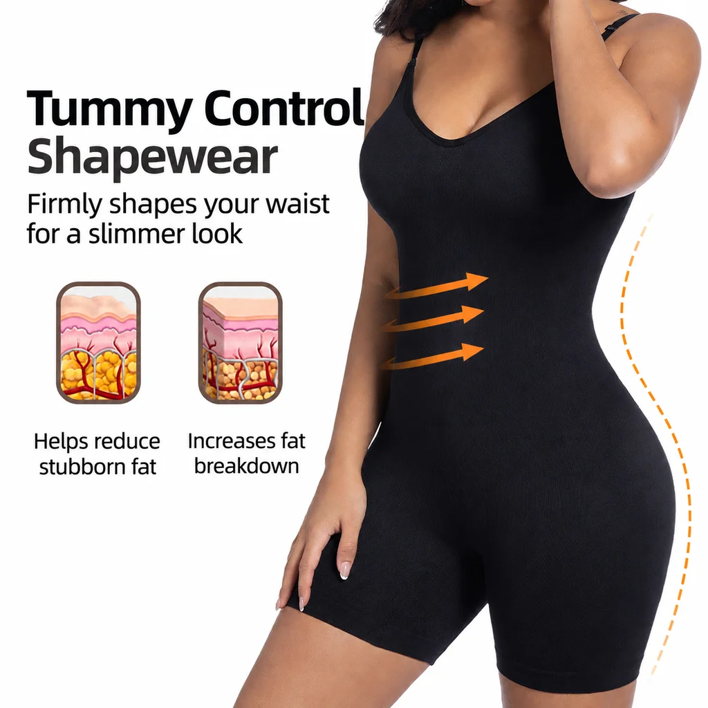 Women's Backless Shapewear Bodysuit Adjustable Straps Built-in Bra Tummy Control Waist Slimming Body Shaper Daily Wear Plus Size