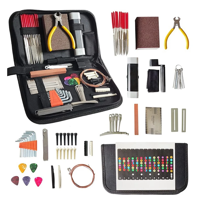 67PCS Guitar Tool Kit For Set Up,Intonation Adjustment And Repair, Guitar Maintenance Kit For Guitar Bass And Ukulele