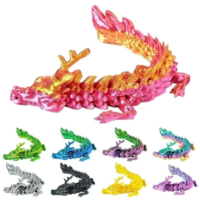 3D Printed Dragon Flexible Movable Dragons Rotatable Articulated Dragons Ornaments Home Office Desktop Craft Ornament