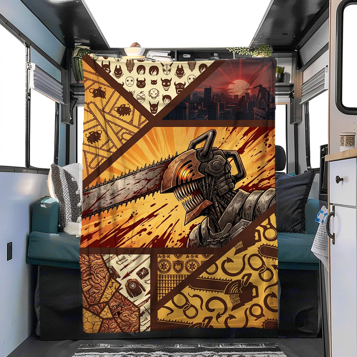 Chainsaw Man Flannel Blanket Warm Cozy for Bedrooms, Sofas, Travel, Picnics & Home Chairs YUN6508