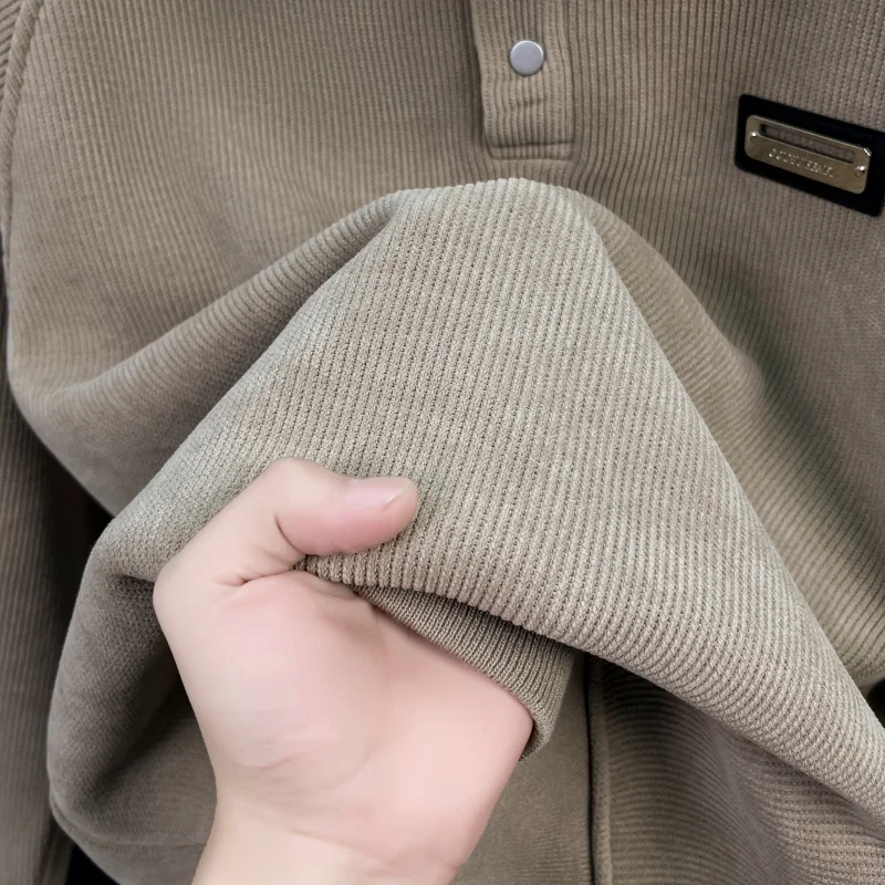 men's autumn winter high quality polo shirt shirt collar fleece-lined thicken luxury hoodie leisure business men's clothing tops