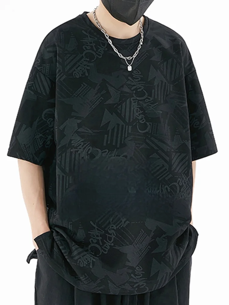 

MoChao Heavyweight Large Size ort Sve Men's Summer T-irt Loose fiti f Sve round Ne Printed T-irt