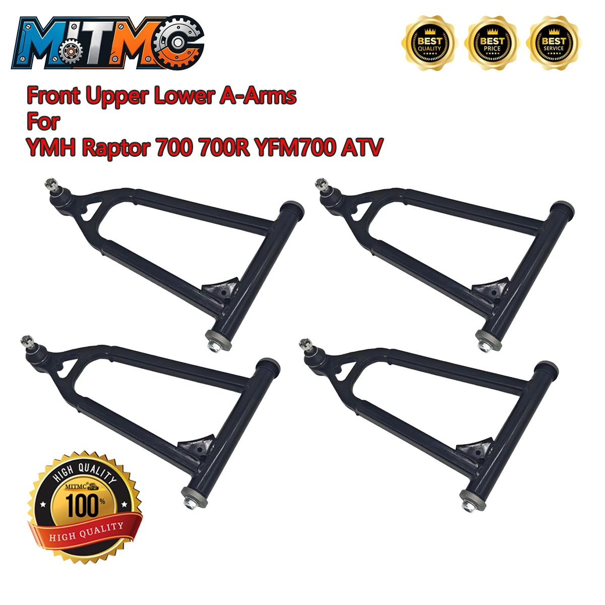 4Pcs Front Upper Lower A-Arms For YMH Raptor 700 700R YFM700 ATV 5TG-23540-62-00 1PE-F3570-60-00 1PE-F3580-60-00 5TG-23550-62-00