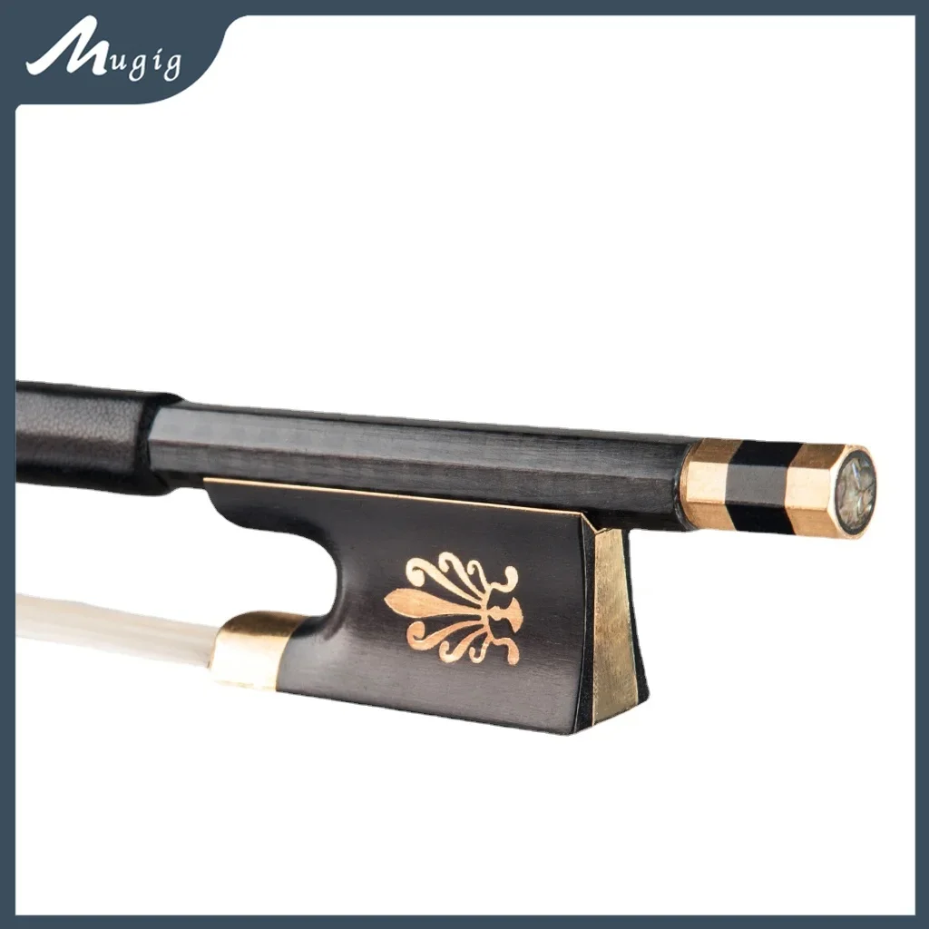 قوس Mugig من ألياف الكربون مقاس 4/4 قوس كمان مستدير مع توازن الضفدع من خشب الأبنوس #2