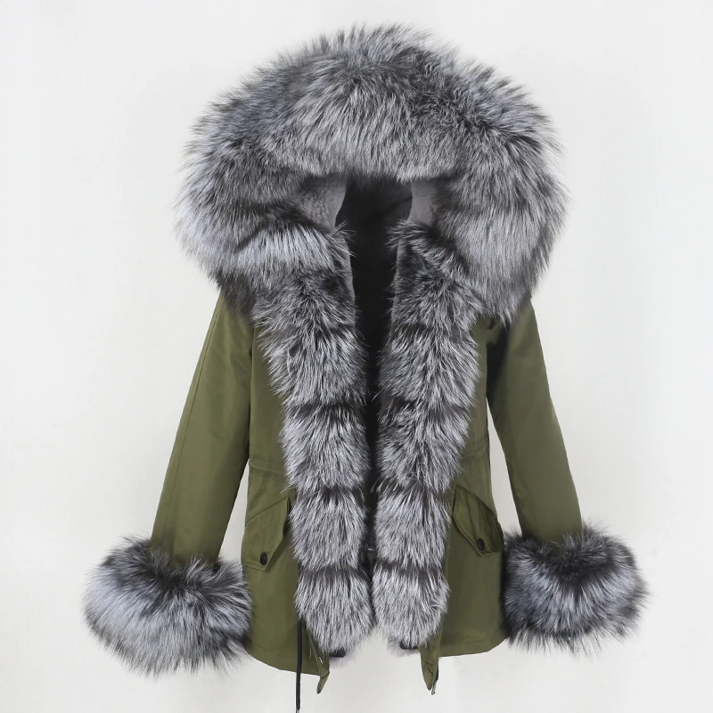 

2025 Women New Real Fur Waterproof Parka Winter Jacket Big Natural Fox Fur Collar Hood Detachable Thick Warm Outerwear