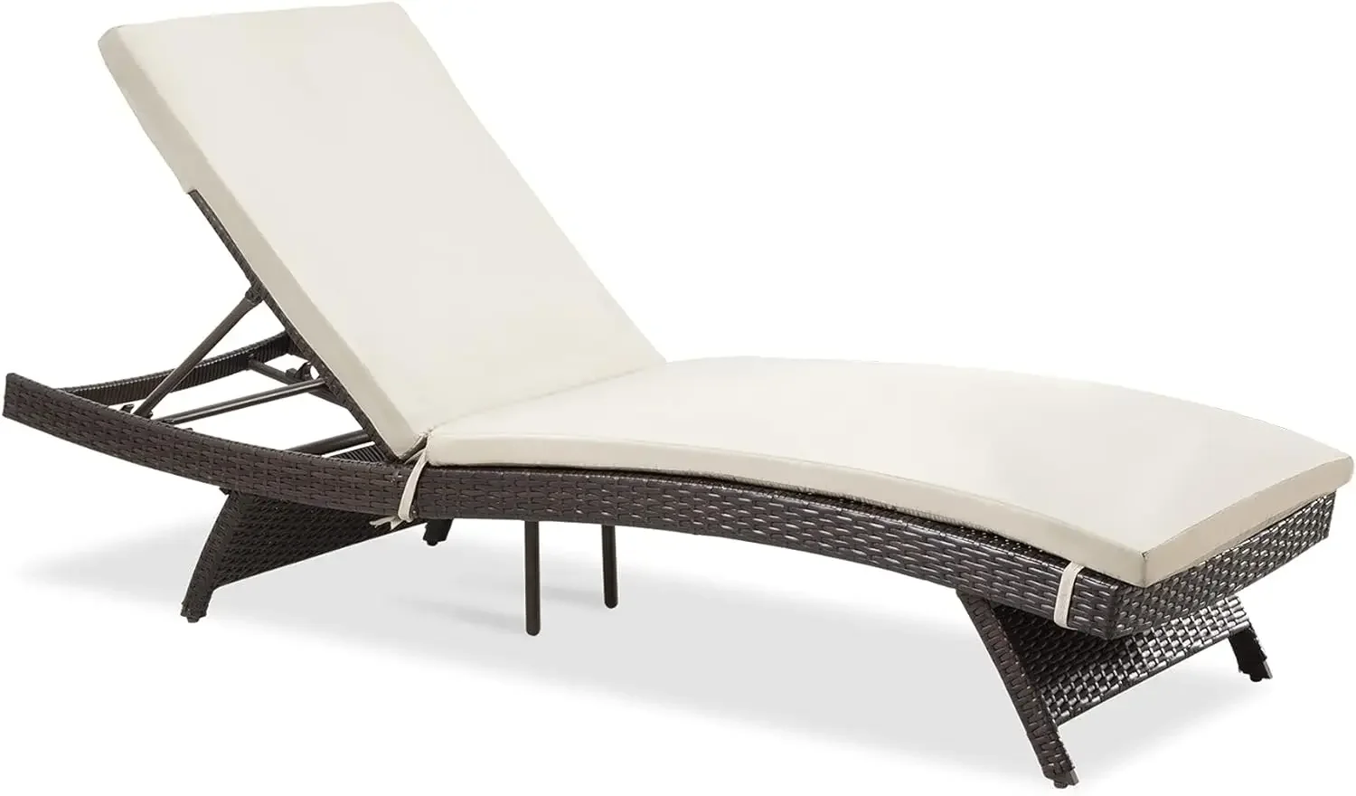 Pamapic Patio Chaise Lounge Set 1 Piece, Patio Lounge Chair with Adjustable Backrest and Removable Cushion, Outdoor Pool Lounge