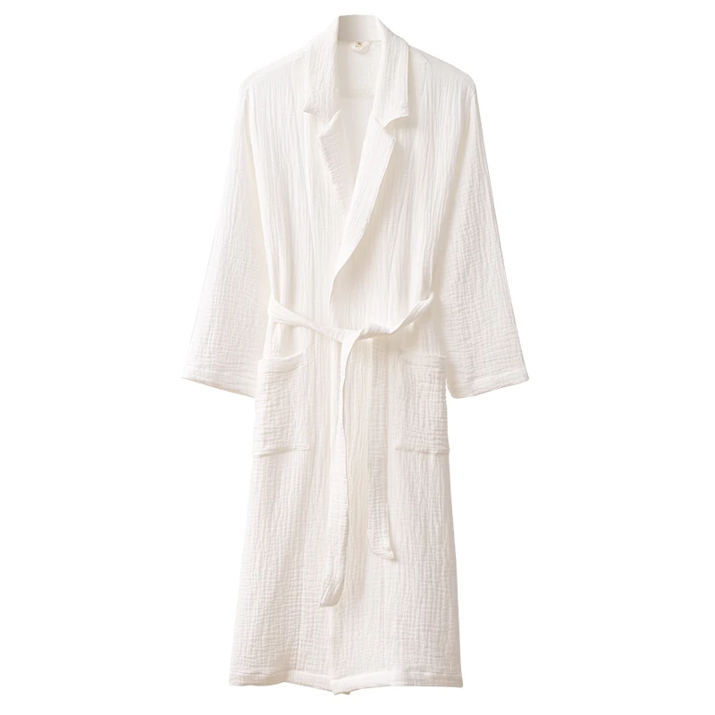 100%Pure Cotton Couples Bathrobe 3-6 layers Mesh Soft Home Dressing Thin Pajamas Hotel Kimono Robes Couple Summer four season