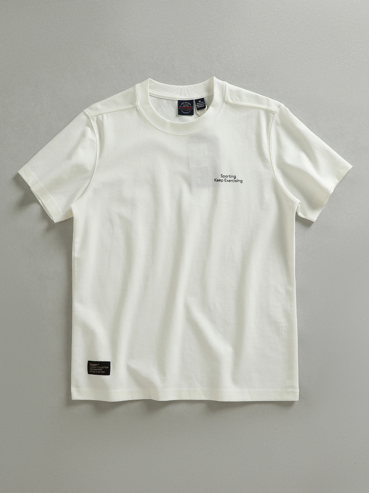 

Lcellose Double-sided Knitted Short-sleeved T-shirt Men's Casual Everyday Versatile Half-sleeve Simple Letter Embellishment