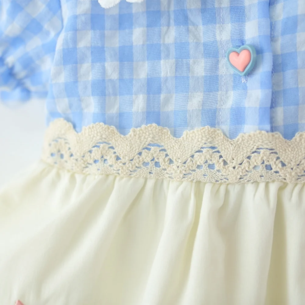 Baby-Mädchen-Kleid, Sommer, kariert, Cartoon, kurzärmelig, Mädchenkleid, niedliches Strand-Prinzessinnen-Babykleid, Baby-Mädchen-Kleidung ﻿ – Detail 6
