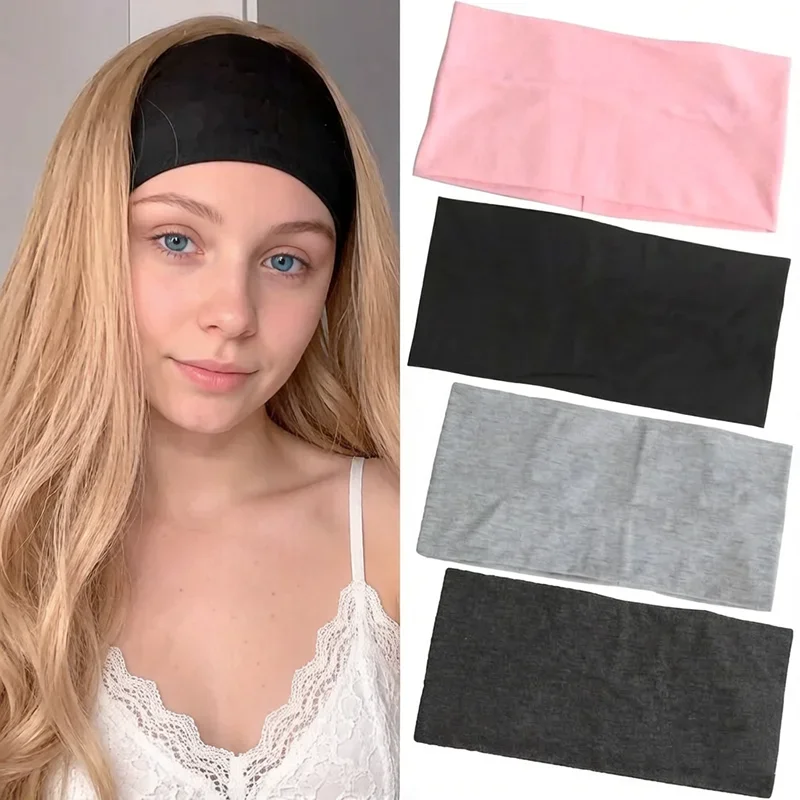 

Women Cotton Wide Casual Headband Sports Cycling Wash Face Hairbands Soft Yoga Knitted for Solid Girl Fashion Hair Accessories
