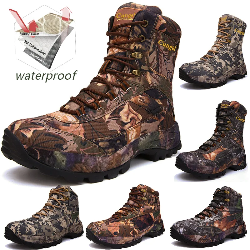 High-Tops Boots Popular Antisplash Anti Slip Hunting Mountaineering Men\'s Shoes Outdoor Trekking Training Bionic Sneakers