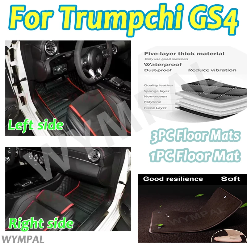 

Luxury Custom Car Floor Mats For GAC Trumpchi GS4 2020 2021 2022 Auto Foot Pads Automobile Carpet Cover Interior Accessories