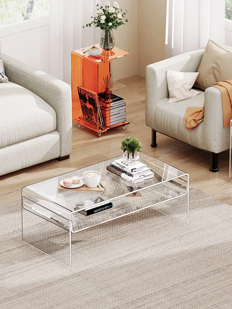 Acrylic Transparent Coffee Table,Home Living Room,TV Cabinet,Sofa,Central Tables,Modern Bay Window,Low Table,Movable Furniture