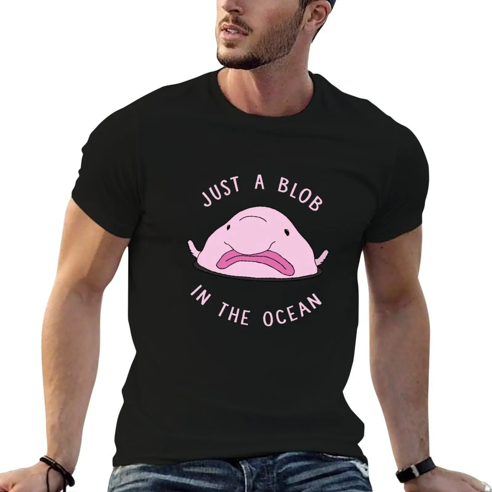 Funny Blobfish Just A Blob In The Ocean T-Shirt plus size tops Funny t-shirt t shirts for men pack